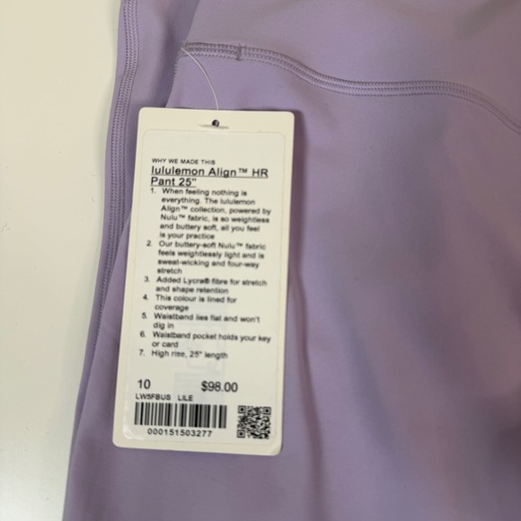 Lululemon Align HR Pant 25 High Rise Lavender Purple Women's Size 10 NEW - Picture 6 of 7
